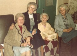 Alma,Marion, Minnie, Mona at Minnies 90th